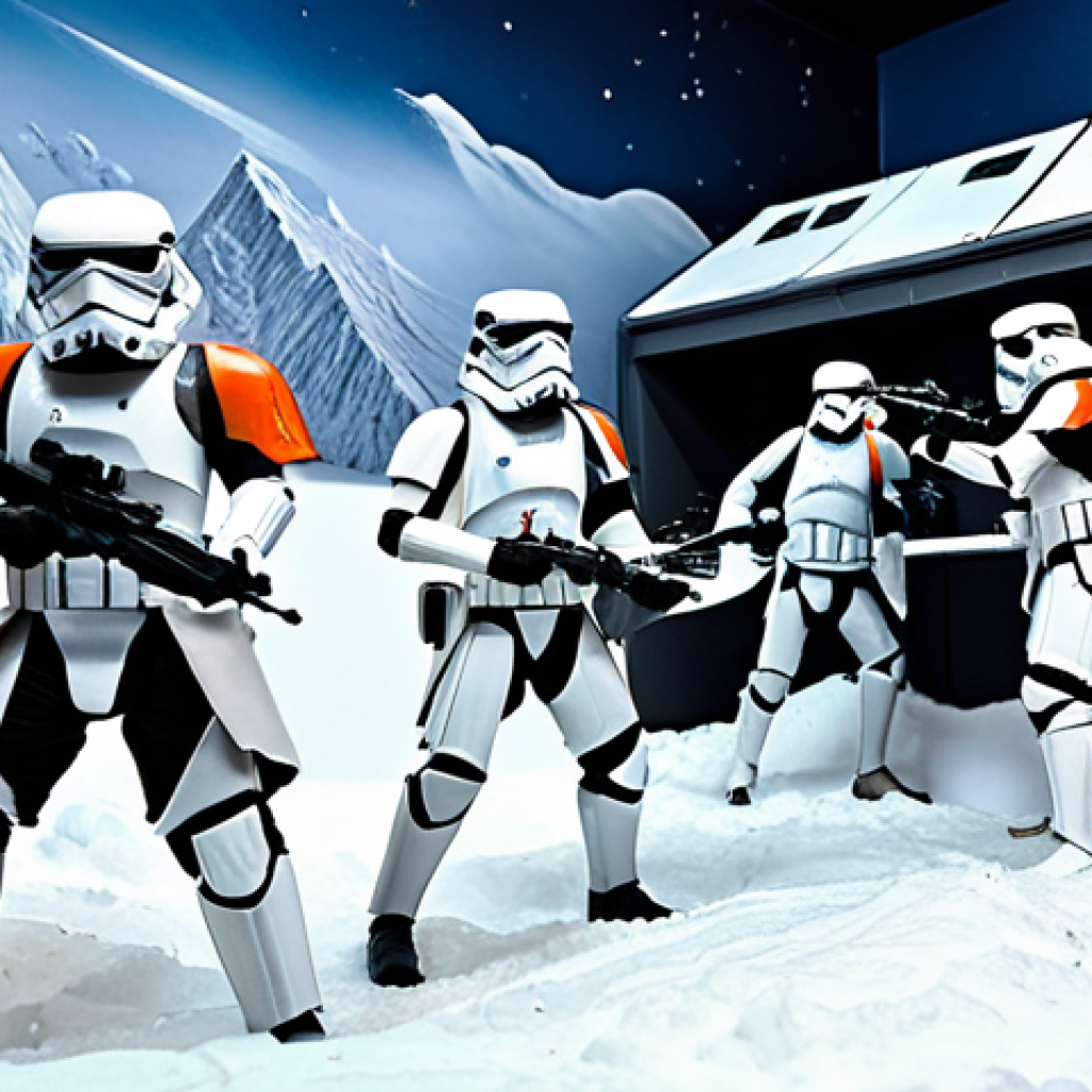 Star Wars Diorama**

"A meticulously crafted Star Wars diorama depicting the Battle of Hoth, featuring fully clothed Rebel soldiers and Imperial snowtroopers in dynamic poses amidst realistic snow terrain, with a crashed AT-AT looming in the background. Diorama set on a display shelf in a collector's room. Appropriate content, safe for work, perfect anatomy, natural proportions, professional photography, high quality, fully clothed, modest."

**